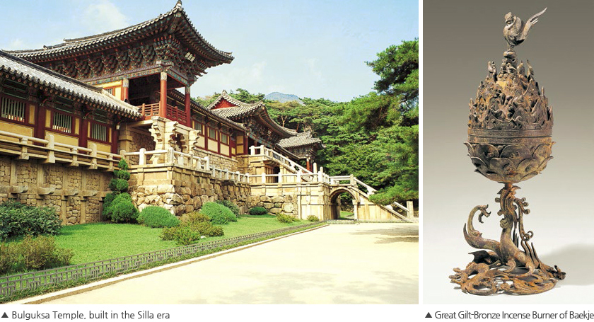 Photo-Bulguksa Temple, built in the Silla era and Great Gilt-Bronze Incense Burner of Baekje