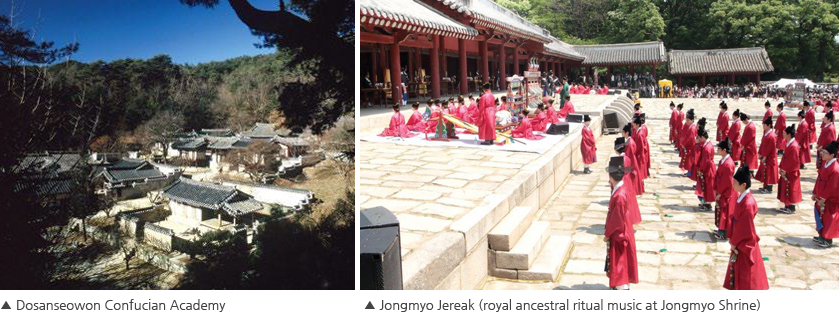 Photo-Dosanseowon Confucian Academy(left), Jongmyo Jereak(right)