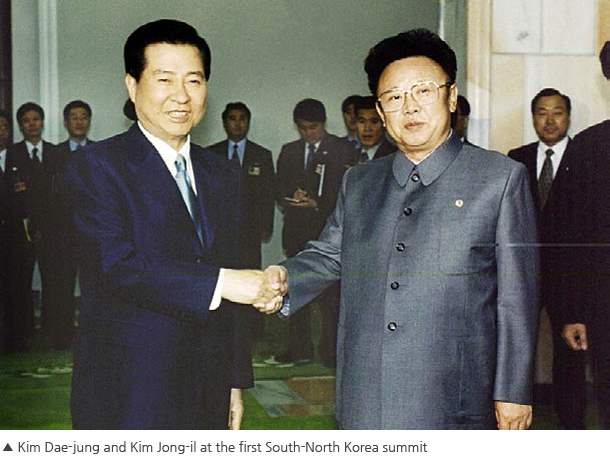 Photo-Kim Dae-jung and Kim Jong-il at the first South-North Korea summit
